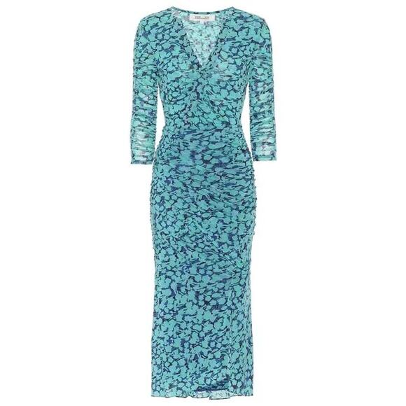 Diane Von Furstenberg NWT Briella Midi Dress Blossom Breeze Multi XL - Picture 3 of 9